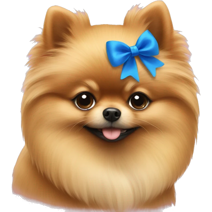 Pomeranian with a blue bow emoji