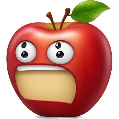 Red apple with a face emoji