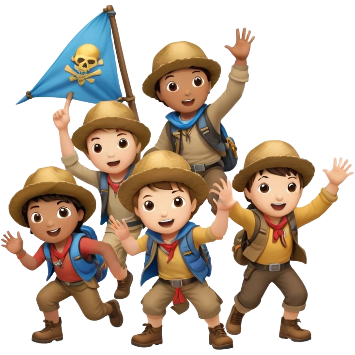 group of kids from the Goonies on adventure emoji