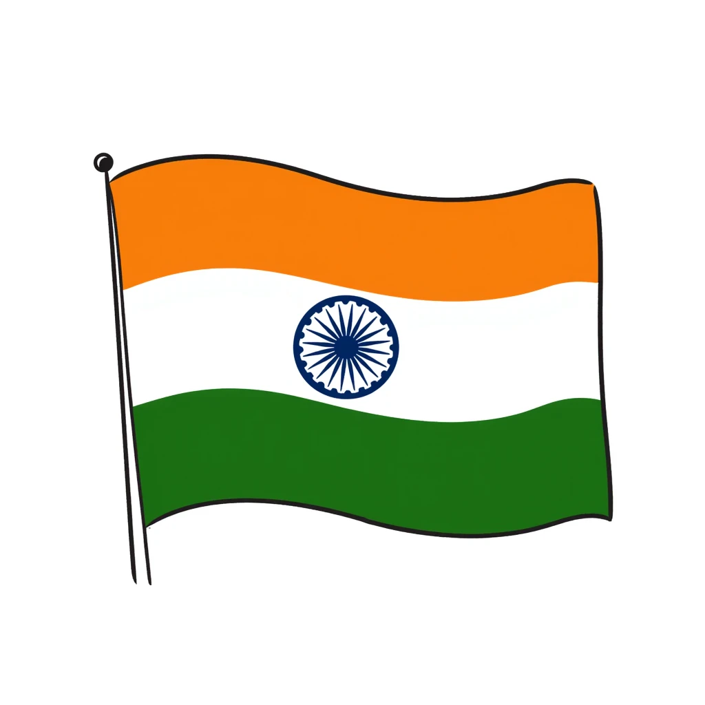 Indian flag with saffron, white, and green horizontal stripes and blue Ashoka Chakra wheel in the center emoji