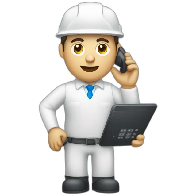 Trabajador con telefono motorola con numeros en la mano emoji