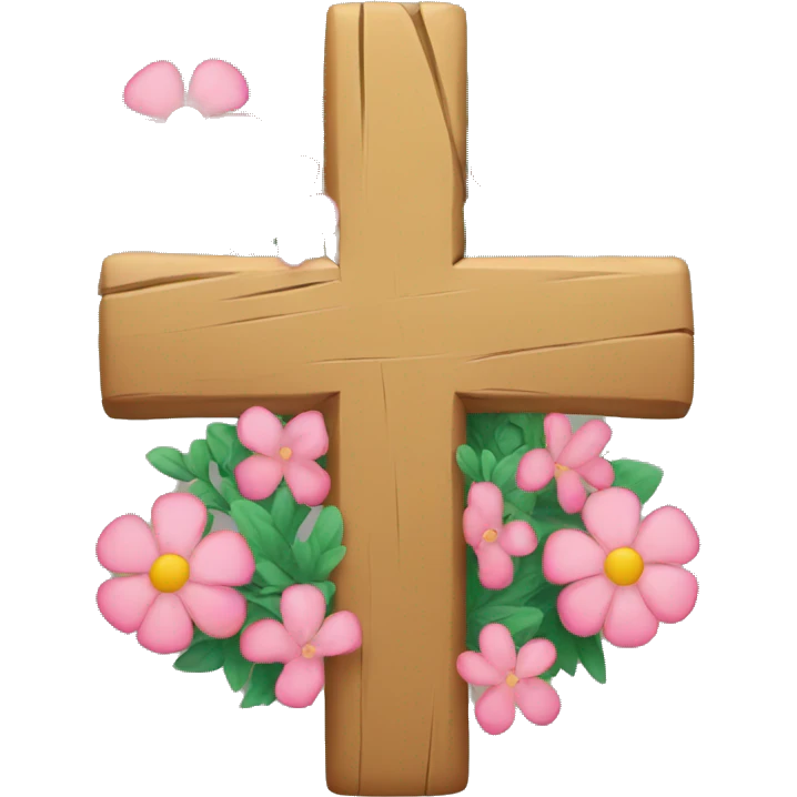 cross with flowers wrapped around emoji