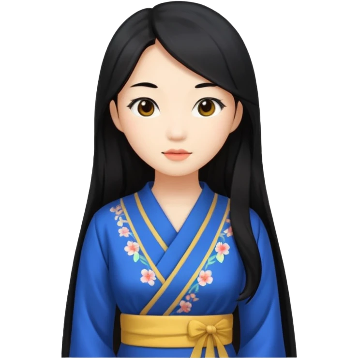 Asian women from japan wearing a dress with black long hair emoji