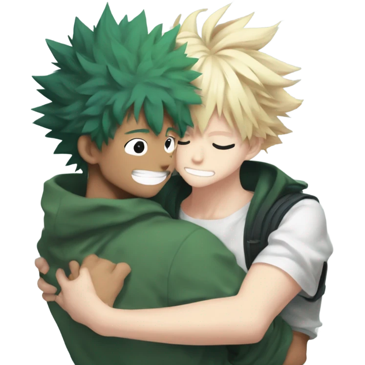 bakugo katsuki hugging izuku midoriya emoji