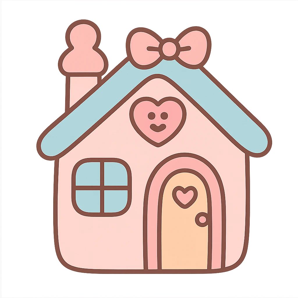 house button in coquette style, soft pastel colors, rounded shapes, playful and cute, minimal details emoji