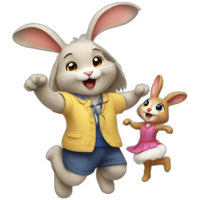 rabbit dancing with a girl emoji