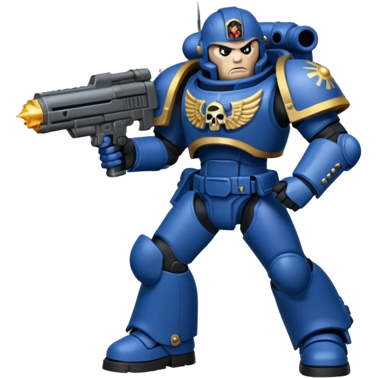 warhammer40k space marine holding a weapon. Weapon is firing. emoji