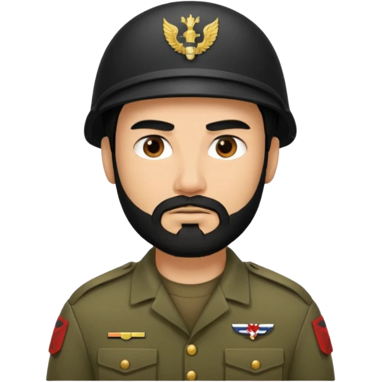 male soldier black hair and beard tyle emoji