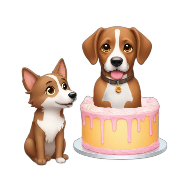 Een eekhoorn met een hond en een cake emoji