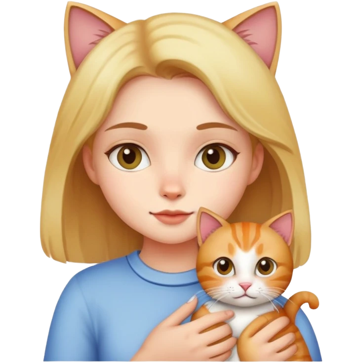 A girl holding a cat emoji