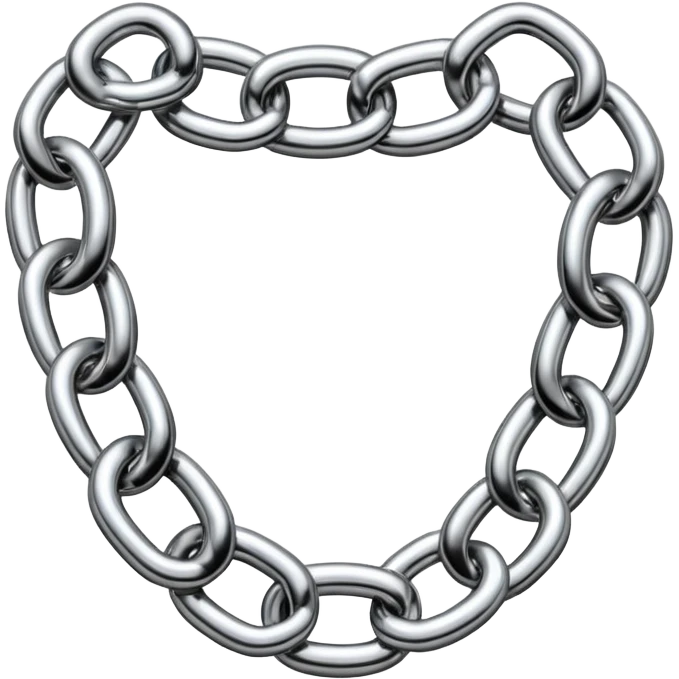 A thick luxury chain emoji made of liquid silver chrome, smooth rounded links, glossy metallic reflections, heavy swag aesthetic, minimalistic iOS emoji style, centered, clean white background emoji
