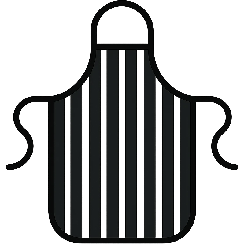 black apron with white stripes (dense) emoji