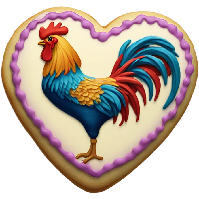 cookie heart with rooster emoji