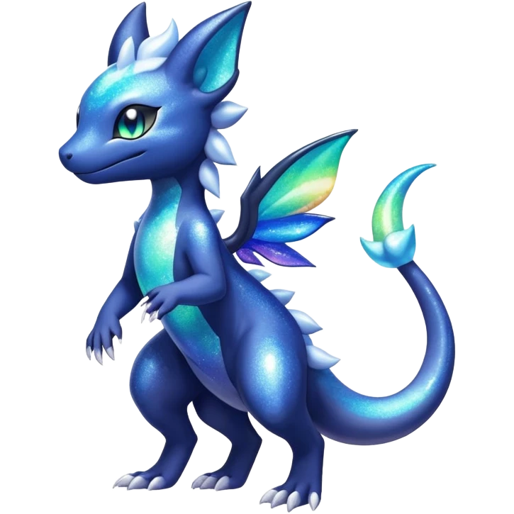 Rainbow crystalic Shiny pastel Nebulae Salandit-Meowstic-Noibat-Fakémon-hybrid-creature (full body)  emoji