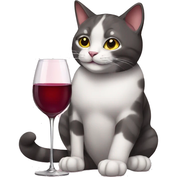 A cat with a glass of wine in his paw emoji