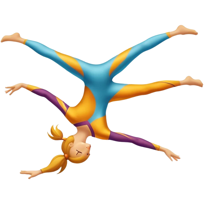 A dynamic emblem symbolizing acrobatic sports, featuring an abstract representation of an acrobat mid-performance, performing a graceful flip or aerial pose. The emblem should incorporate sleek lines and shapes that evoke motion and precision, with a clean, professional look. emoji