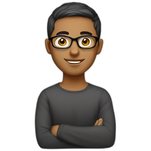 A young graphic designer with short hair and glasses, white, of Arab origin emoji