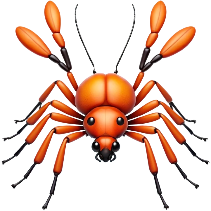 3D iPhone style emoji of a cute bug, colorful and detailed, six legs, shiny exoskeleton, isolated on white background, soft shadows, high detail, playful and cute. emoji
