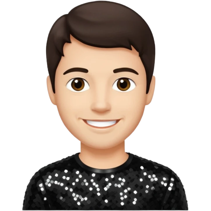 Colin Brittain from Linkin Park with dark brown hair, light skin, black sequin outfit emoji