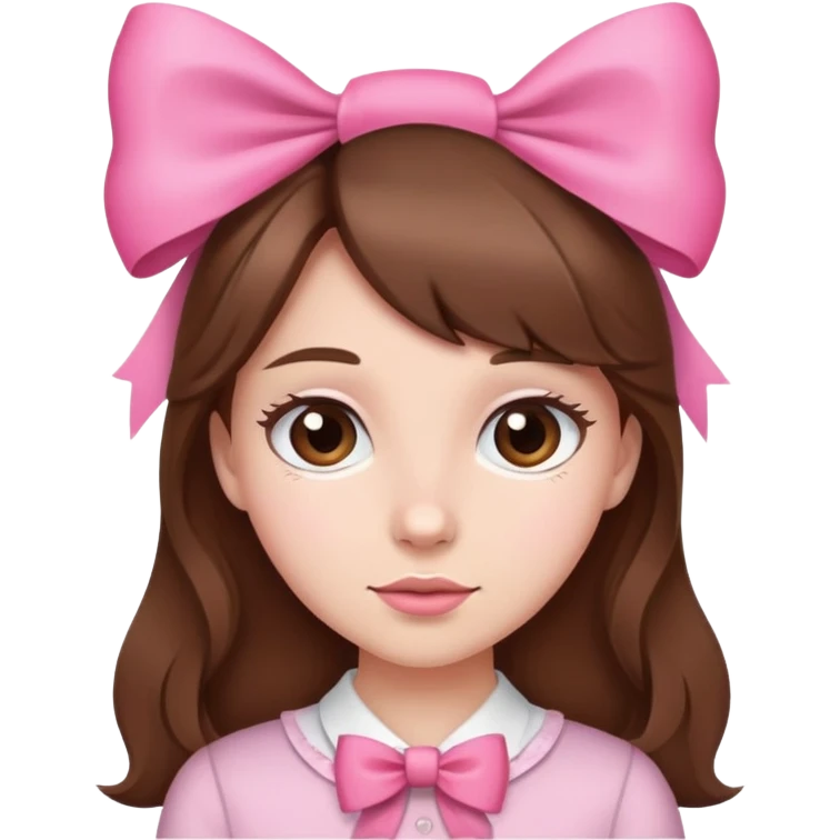 a girl with brown hair and a pink bow emoji