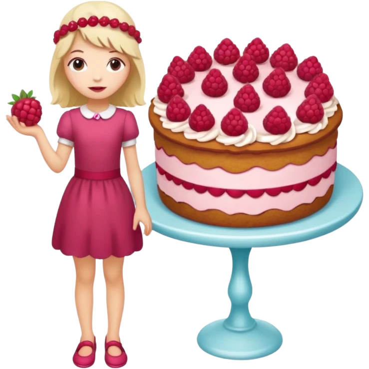 Raspberry torte human full body and legs girl with a raspberry barrette on her head emoji