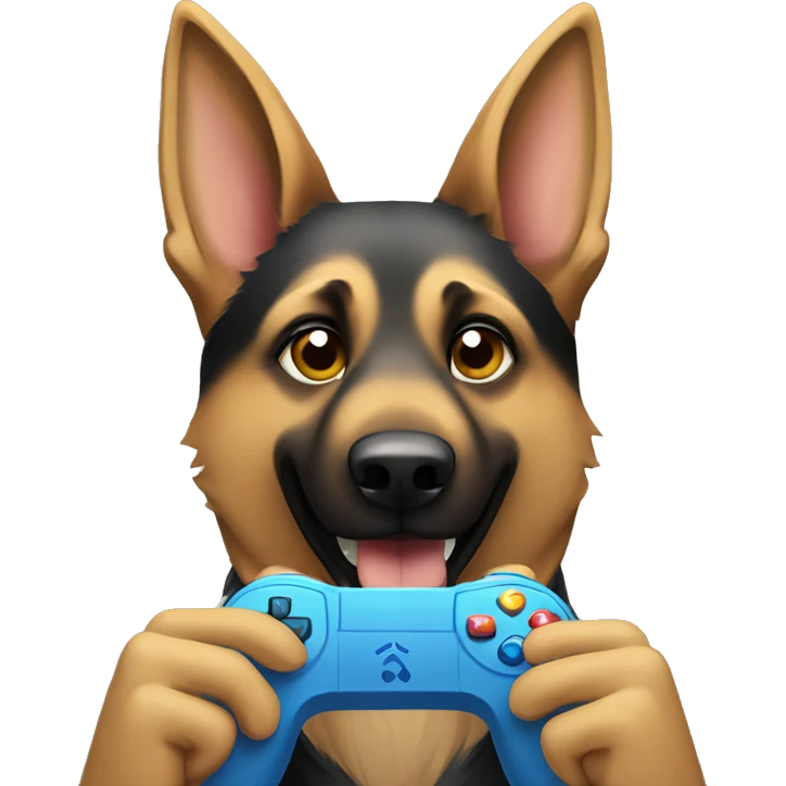 German Shepard playing video games emoji