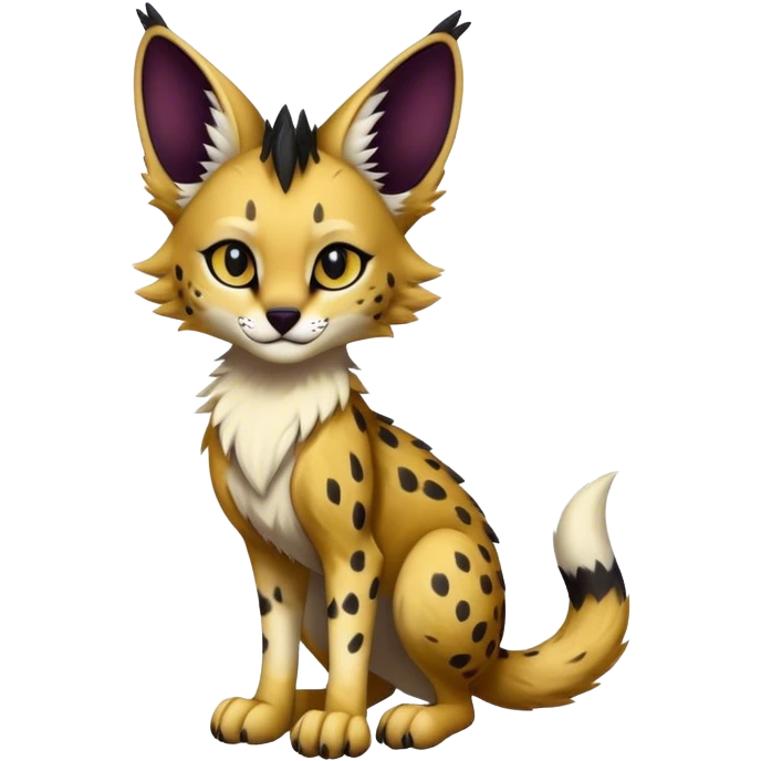 Epic Cute Dark Sergal-Serval-Vernid full body emoji