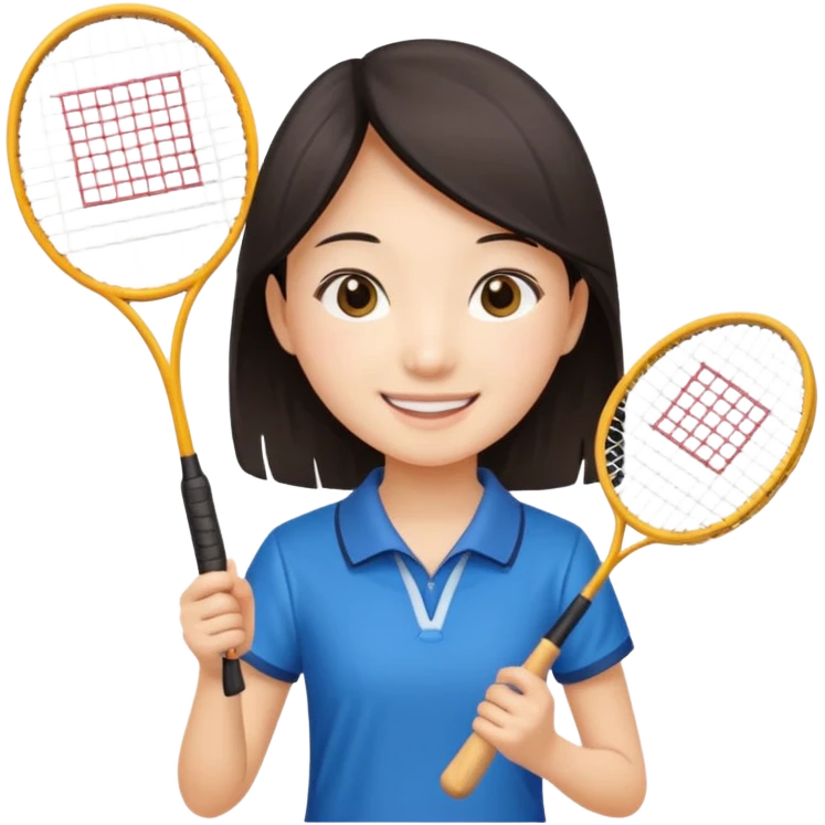 ancient hanbook girl with badminton racket emoji