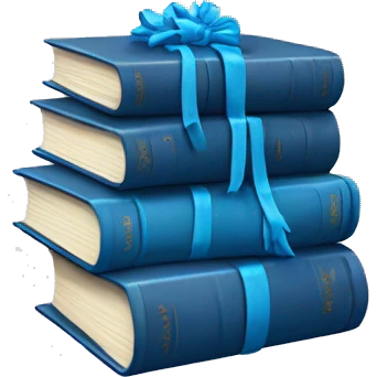 blue books stacked up and tied together with a blue bow  emoji