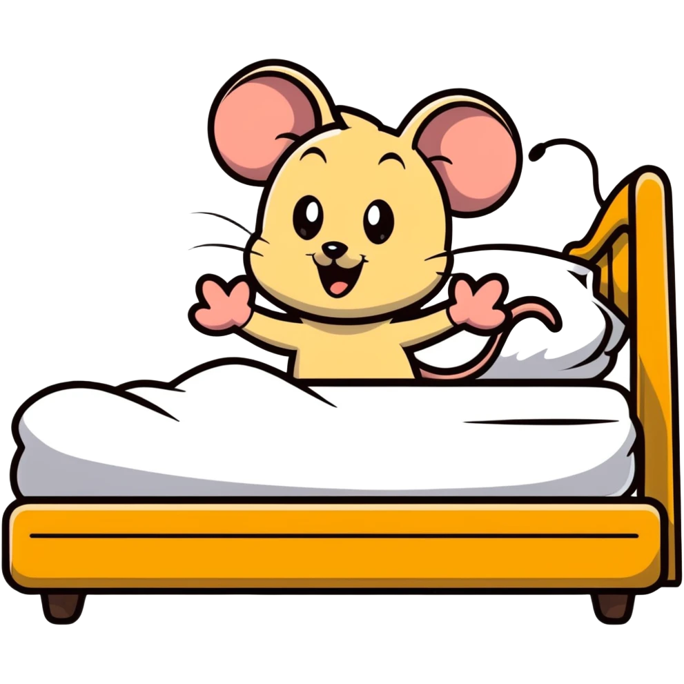 Jerry mouse jumping out of bed with a shocked face emoji