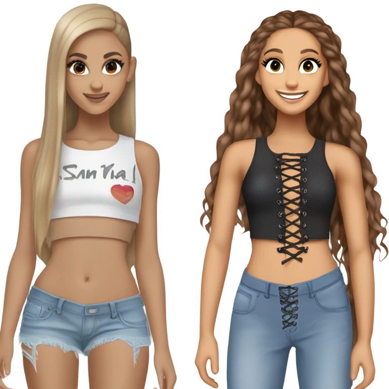 Ariana grande wearing a Shakira lace up croc top and short jeans  emoji