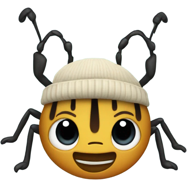 Bug wearing a beanie emoji