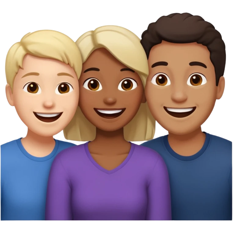 Three friends talking and looking each other, please keep 4th wall. emoji