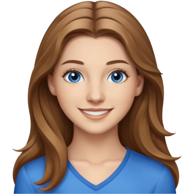 Nathalia Ramos with light brown long hair, blue eyes emoji