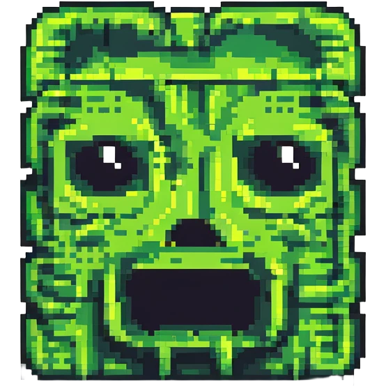 blocky pixelated Minecraft creeper face emoji, less realistic emoji