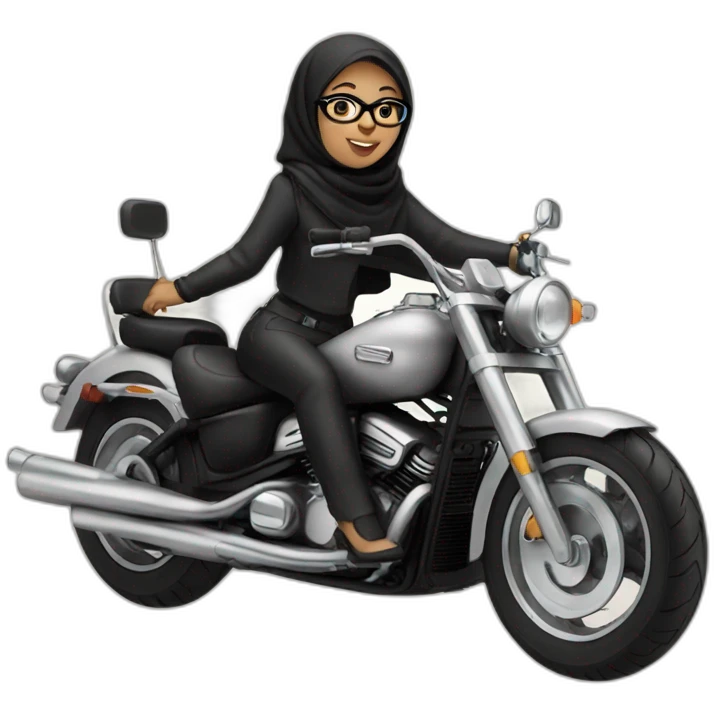 Hijab on motorcycle with glasses emoji