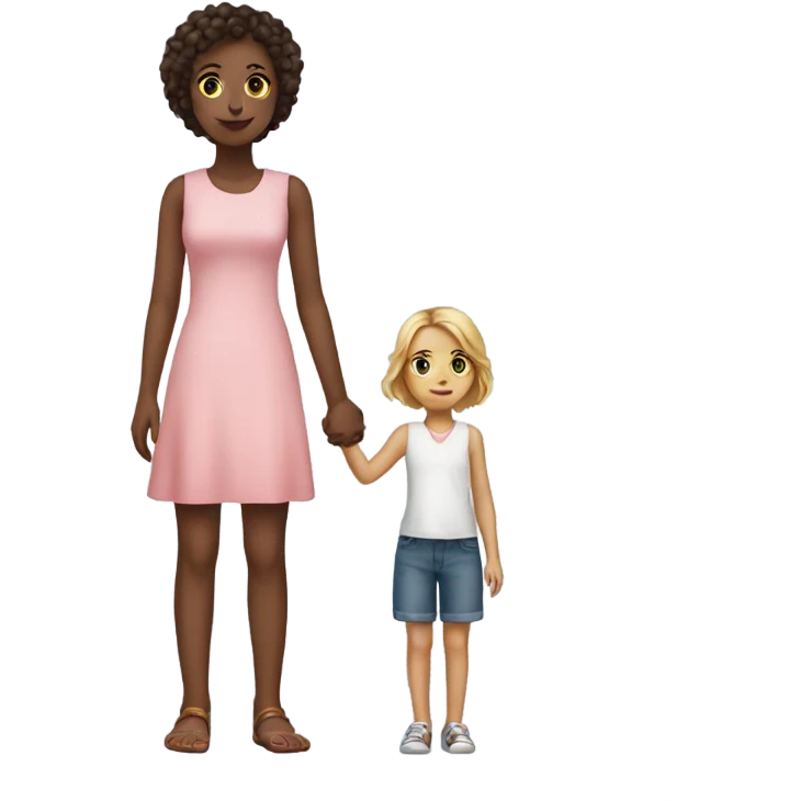 tall girl and short girl holding hands emoji