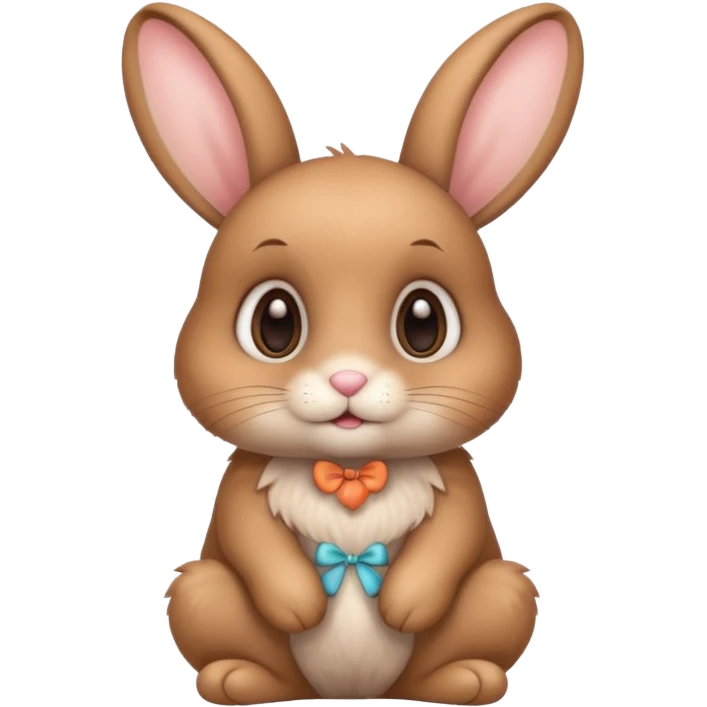 a sitting cute light brown bunny with big cute eyes  emoji