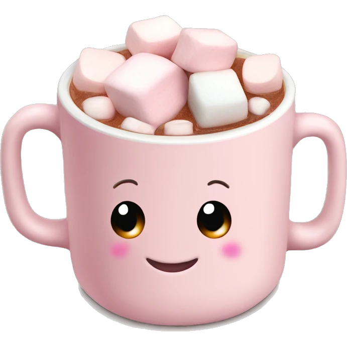 Light Pink mug of hot chocolate with marshmallows  emoji