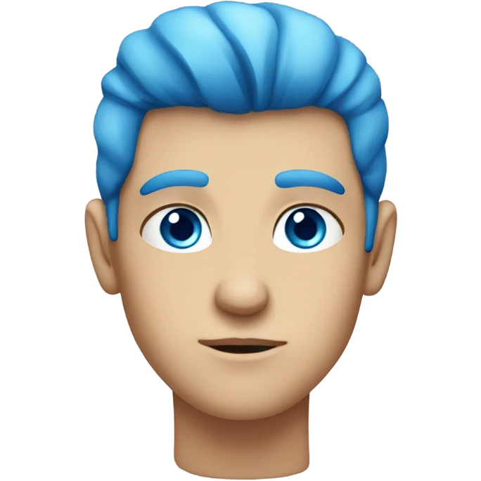 Serious Caucasian boy with blue eyes and blue hair emoji