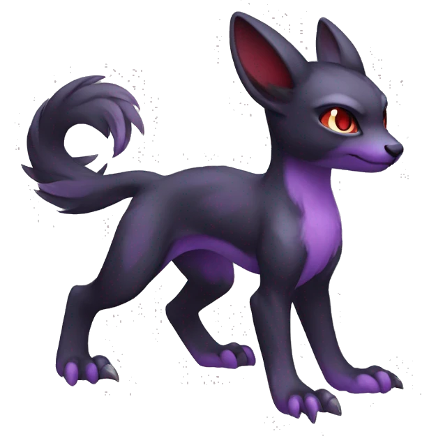 Cute cool dark black red purple animal hybrid Fakemon full body emoji