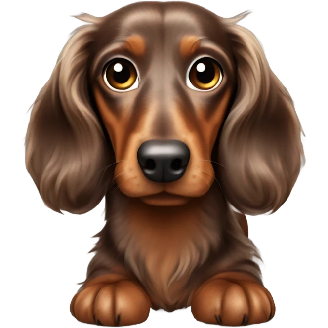 brown dapple long haired Dachshund full body emoji