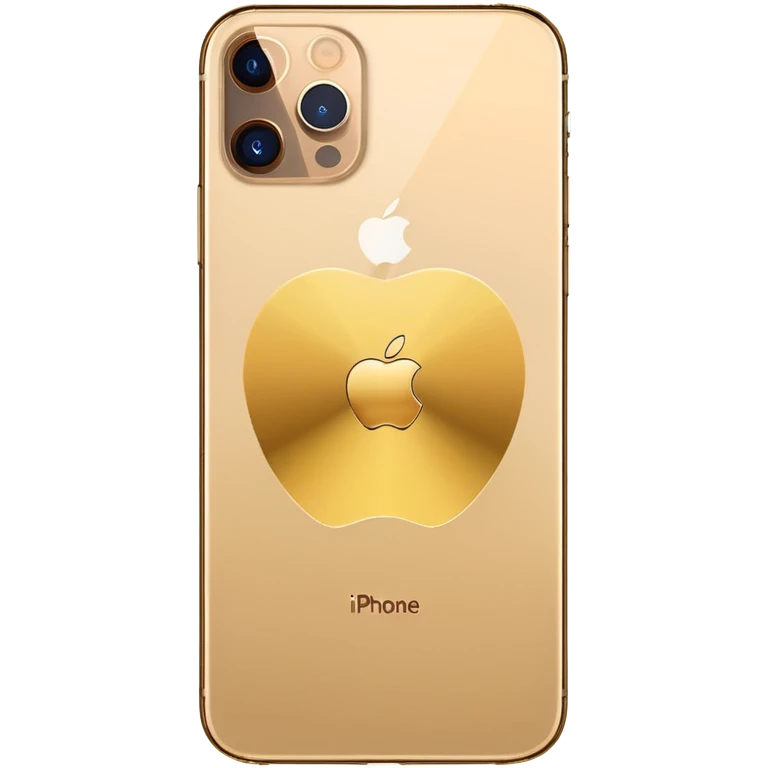 Gold iPhone 16 Pro Max, apple logo in middle and no text backview emoji