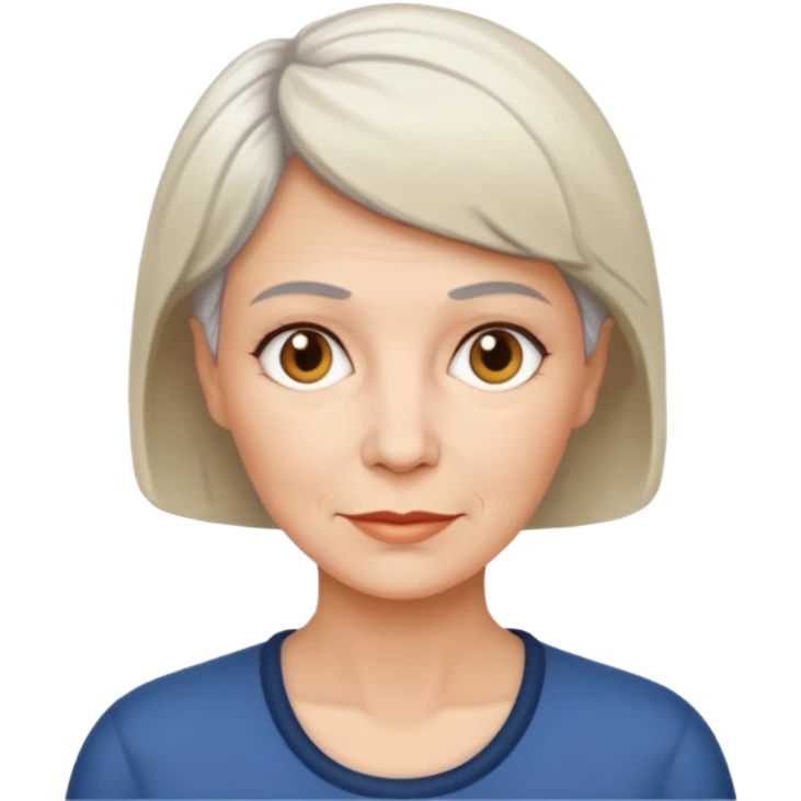 hazme la misma mujer blanca pero mas viejita y con el pelo corto emoji