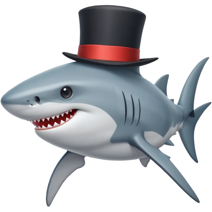 Shark with a top hat emoji