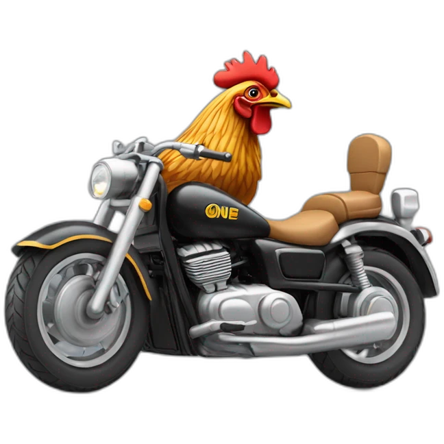 Une poule sur une moto emoji