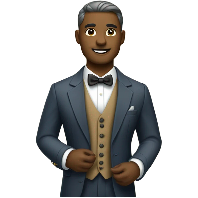 a classy haberdasher sewing a suit emoji