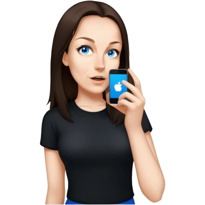 female, wearing black tshirt,  black longer hair  emoji