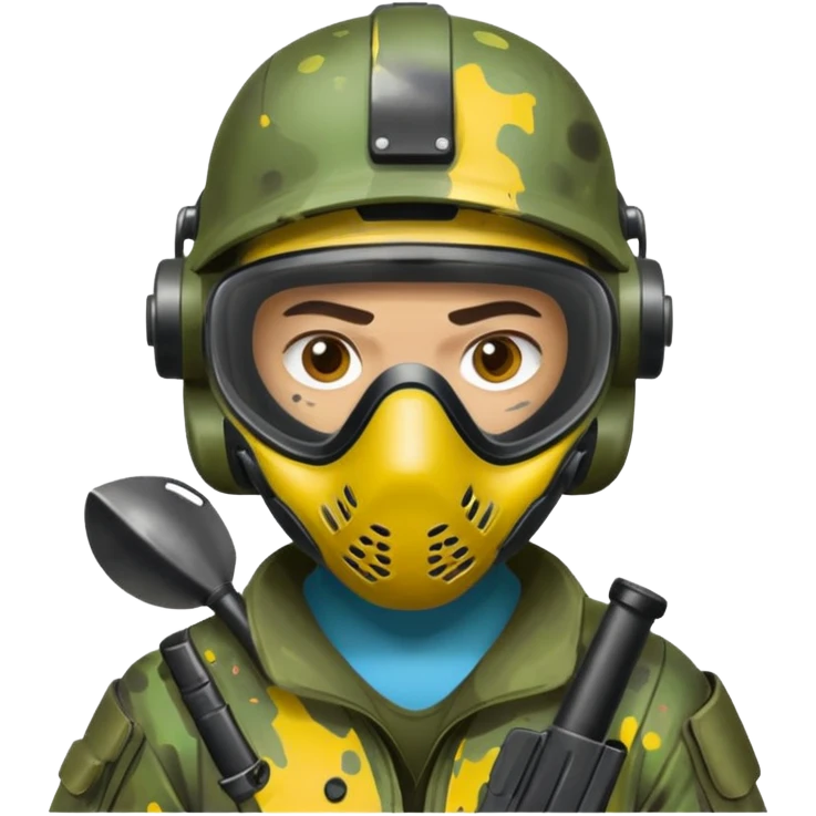 paintball player face distinct emoji