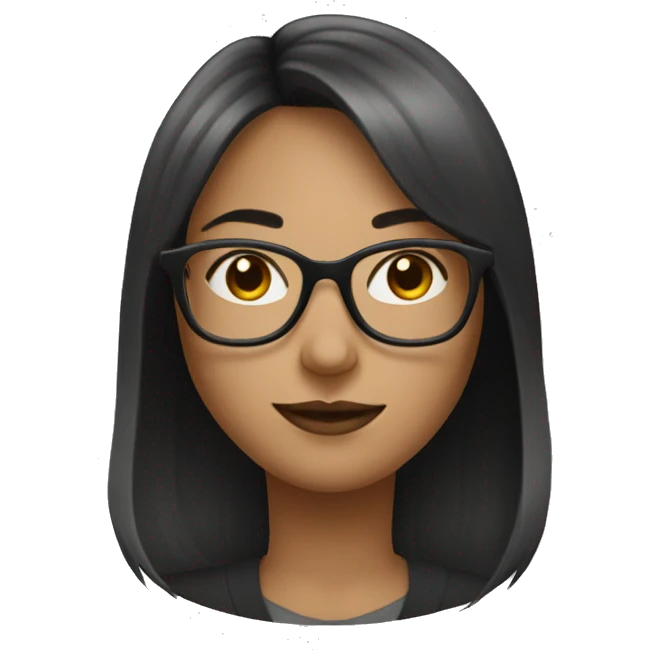 A salt and peppered blunt hair girl with glasses.  emoji